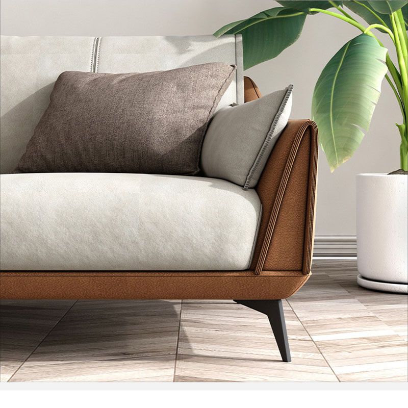 Modernism Sofa with Bolster Pillows Sloped Arm Sofa in Orange