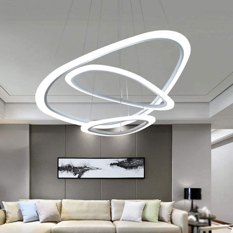 Luces de lámpara de araña de forma de triángulo contemporáneo accesorios de iluminación de araña de metal en blanco