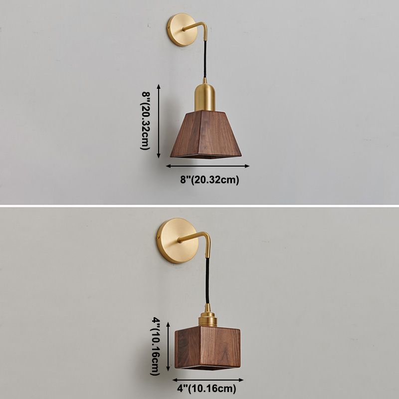 Illuminazione a parete dorata moderna 1 foglio di lampada da parete in ottone con legno per camera da letto