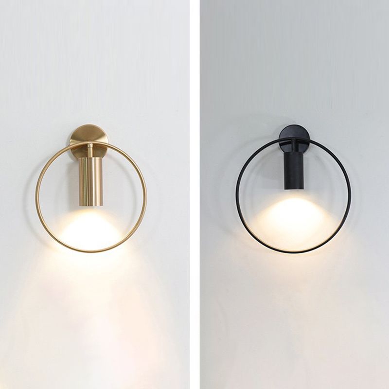 Minimalism Round Line Wall Mount Light 13" Height Postmodern Style Metal Bedside Lamp for Bedroom