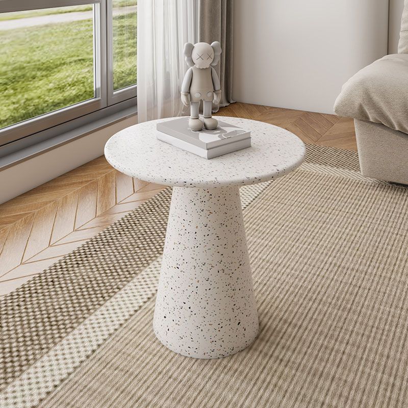 Round White Metal Coffee Table Modern Cocktail Table for Living Room