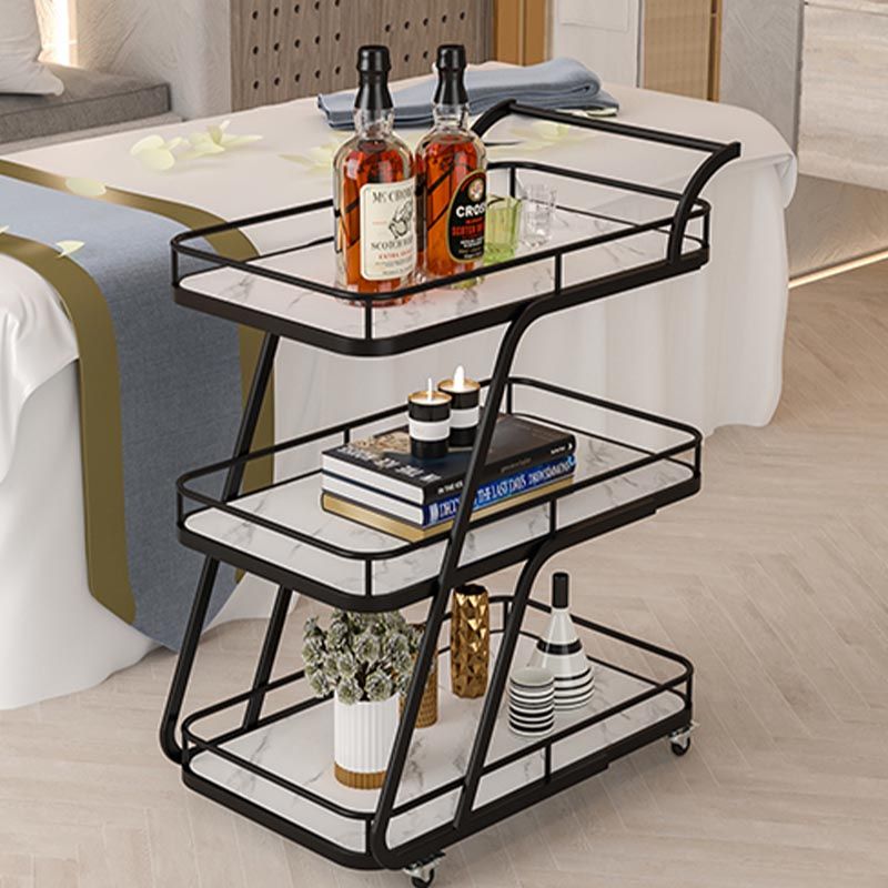 35.43" High Rolling Contemporary Prep Table Metal Prep Table with Open Storage