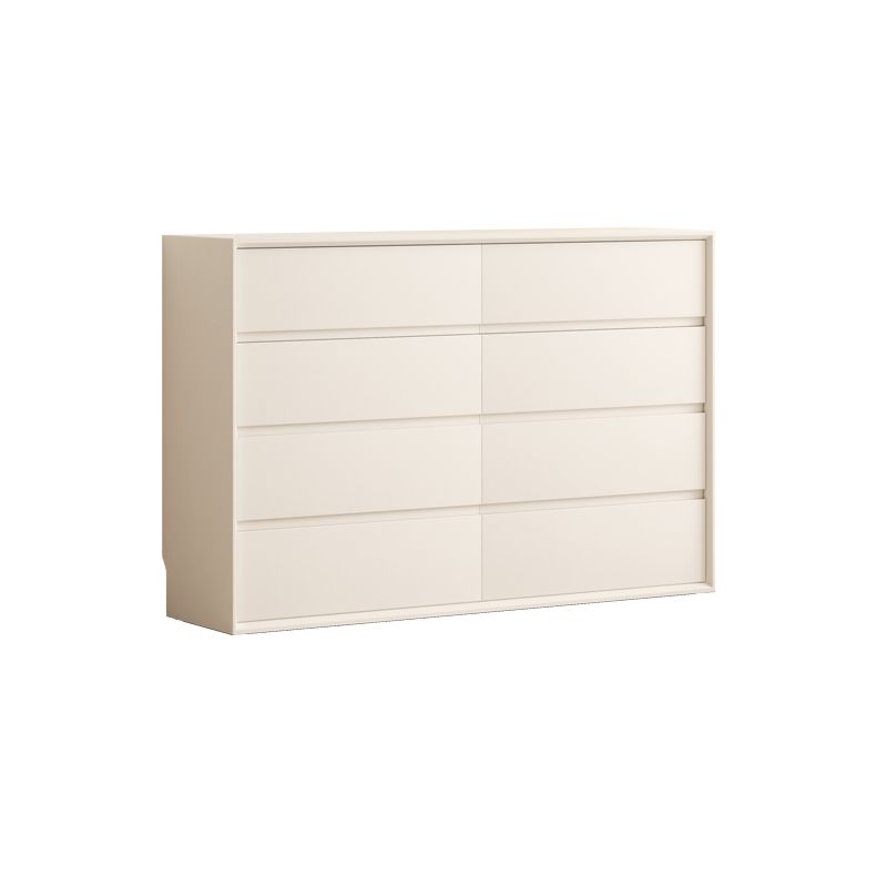 Contemporary Horizontal Double Dresser White Wood Storage Dresser with Drawers for Home