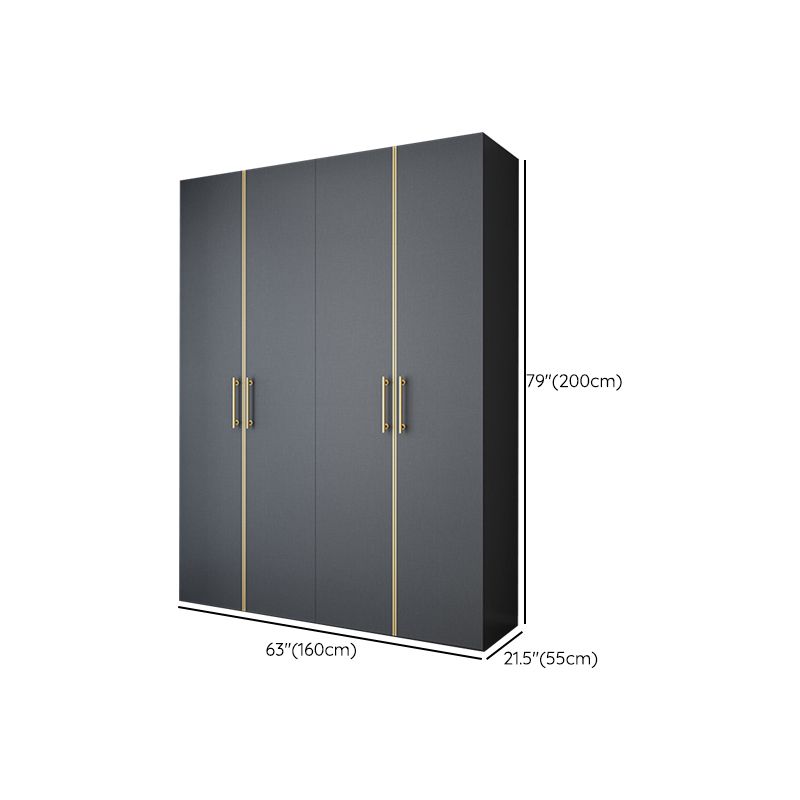 Modern Wardrobe Closet Grey Engineered Wood Wardrobe Cabinet