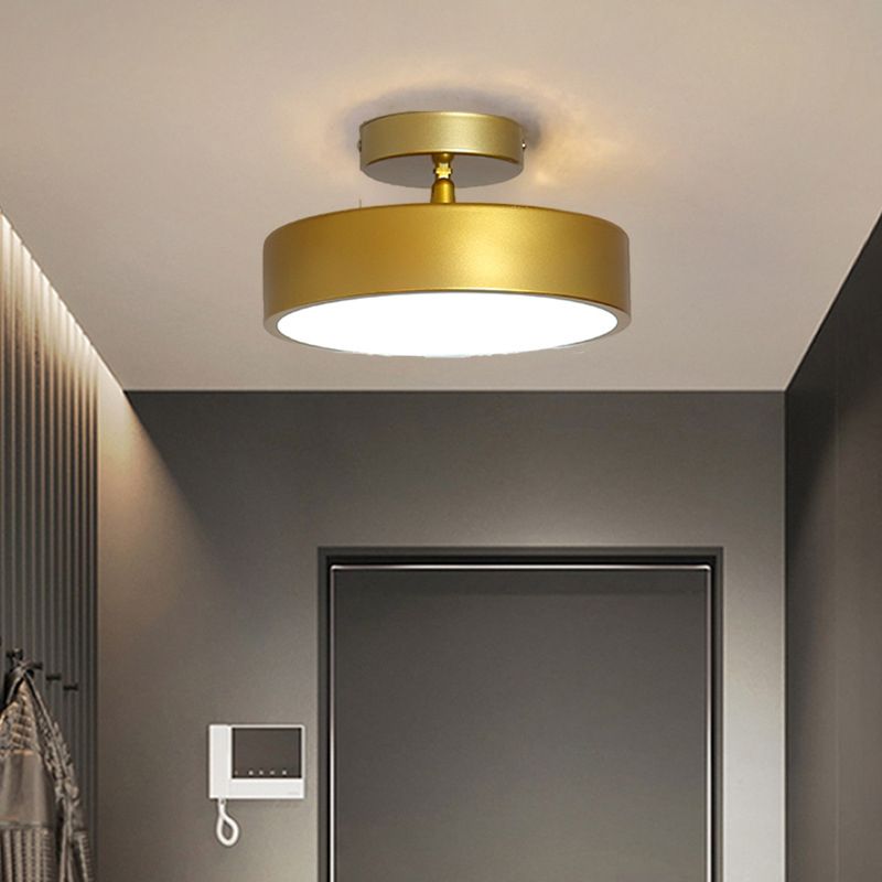 Contemporary Ceiling Light Fixture Drum Metal Semi Flush Mount for Corridor