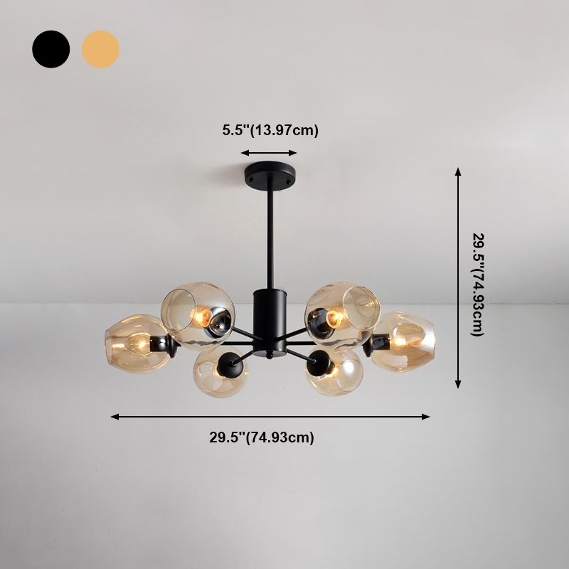 Contemporary Hanging Ceiling Lights Clear Glass Pendant Chandelier for Living Room