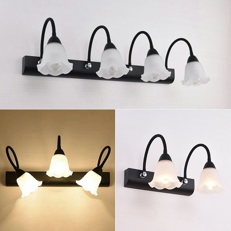 Traditional Simplicity Flower Vanity Sconce Lights Milk Glass Wall Mount Light Fixture