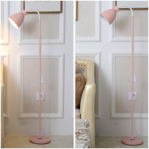 Macaron Bell Leesvloer Lamp metaal 1 kop Bed Bevloer Licht met flexibele arm