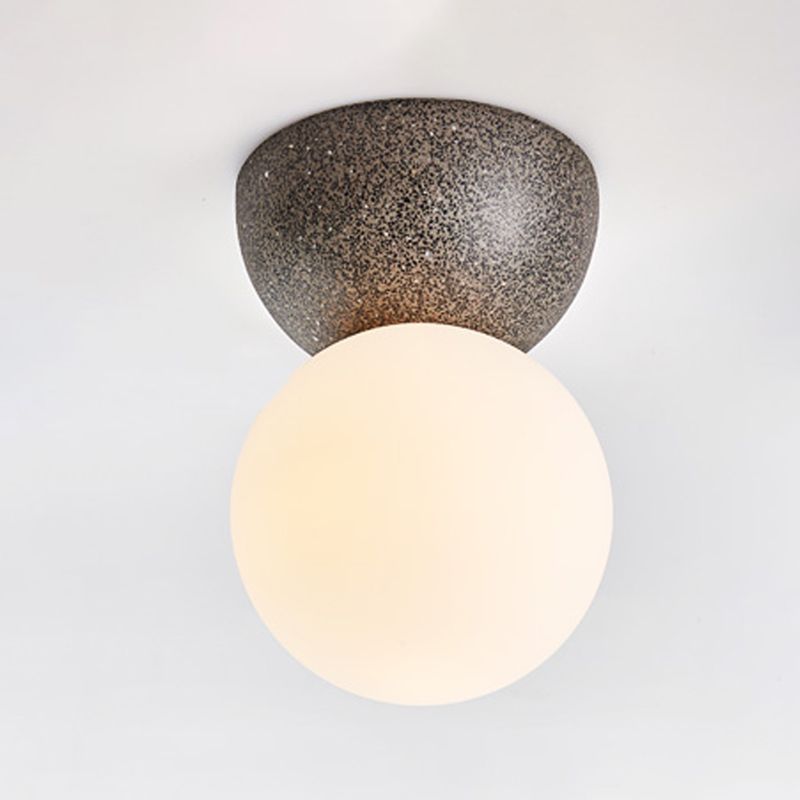 Modern Nordic Macaron Flush Mount Marble Globe Ceiling Light with Frosted Glass Shade