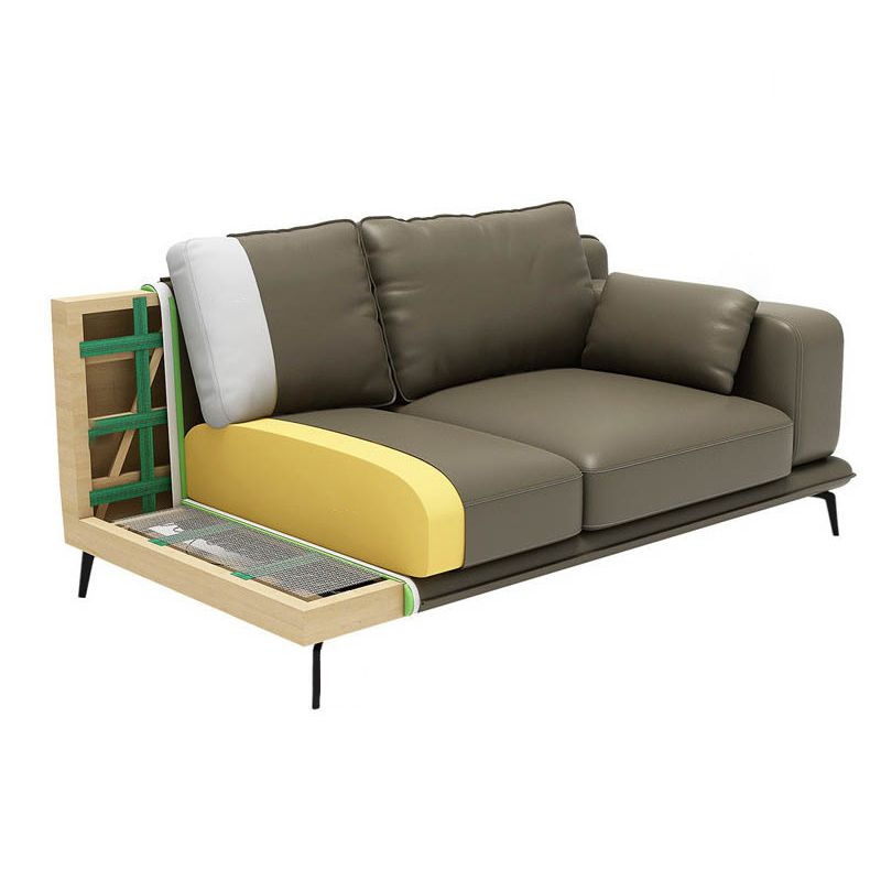 nordic Pillows Recessed Arm Living Room Seating Faux Leather Stationary