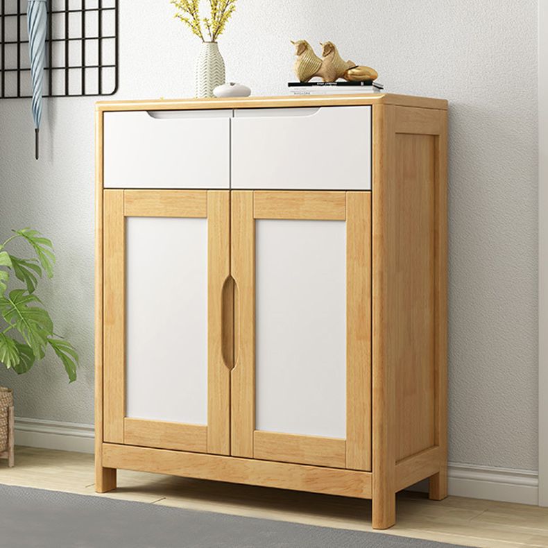 Mid-Century Cabinet with 2 Doors and 2 Drawers in Rubberwood
