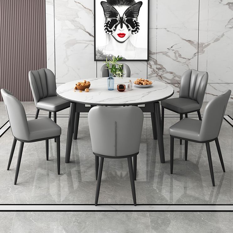 Modern Style Sintered Stone Dining Table Round Table with 4 Legs for Home Use