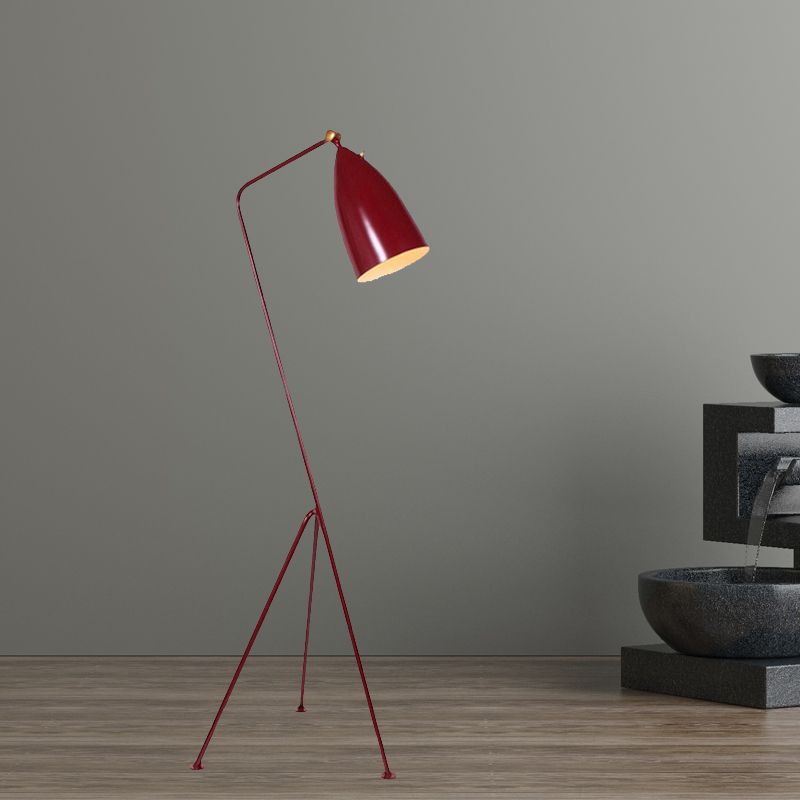 Stativbodenleuchte mit Bell Shade moderner Stil Metallic 1 hellschwarz/weiße Stehlampe für Schlafzimmer