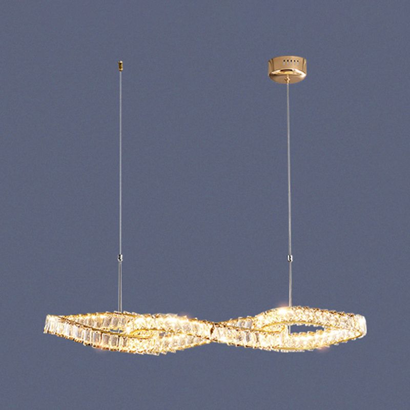 Nordic Style Crystal Hanging Lamp Geometry Shape Island Light Fixture for Bedroom