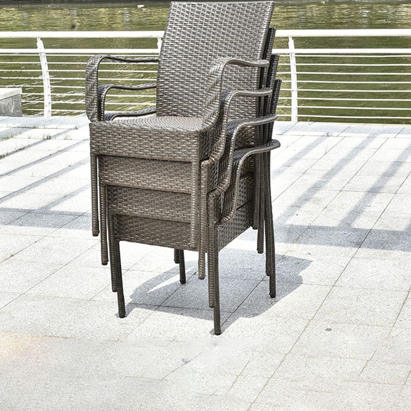 Modern Wicker Dining Set 1/5 Pieces Glass Dining Table Set for Outdoor