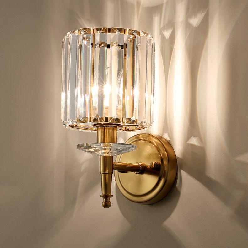 Geometric Wall Lighting Modern Crystal 1 Light Wall Sconces in Gold