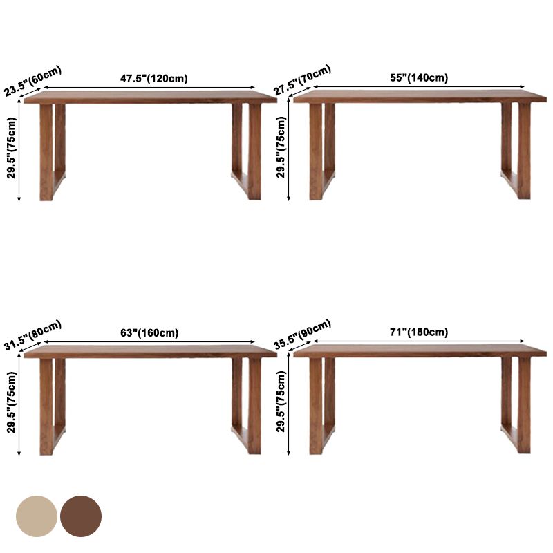 Minimalist Wood Rectangle Shape Dining Table Standard Kitchen Dining Table with Double Pedestal Base
