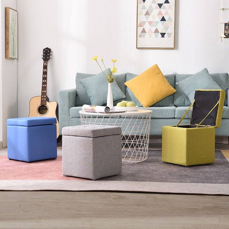 Modern Style Ottoman Cotton Square Indoor Ottoman with Storage