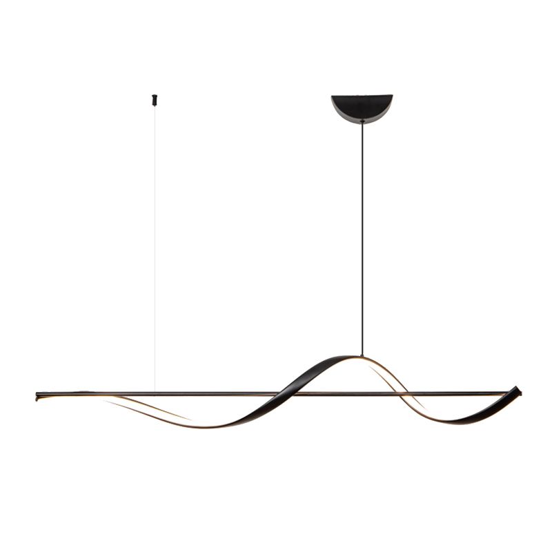 Modern LED Metal Pendant Light Linear Shape Island Light with Silicone Shade for Bedroom