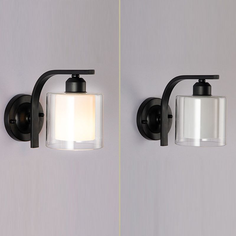 Modern Vanity Lighting Metal Wall Light Fixture in Black for Bathroom
