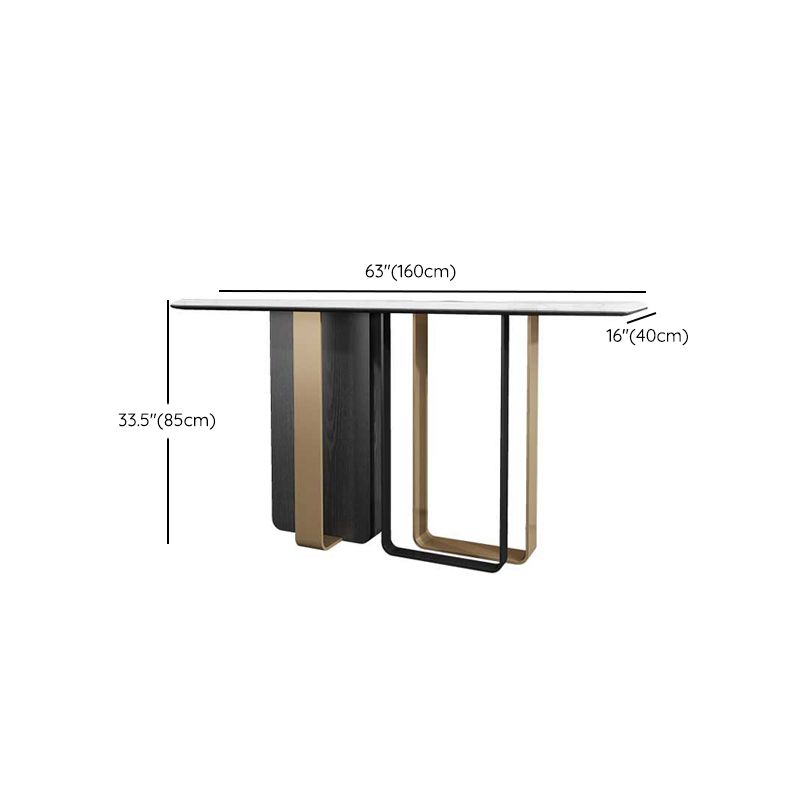 Glam Stone Accent Table Rectangle Console Sofa Table for Hall