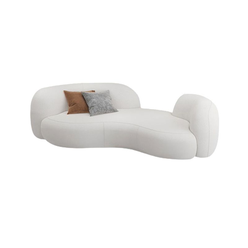 Ultra-Modern Beige Curved Sofa with Tuxedo Arm for Living Room