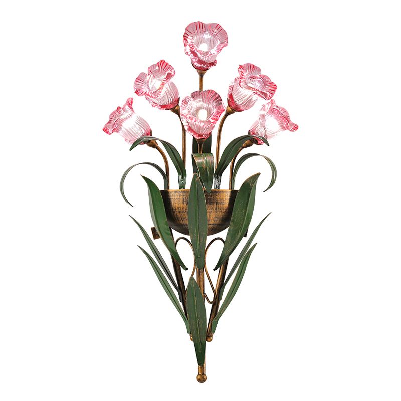 Flower Shape Glass Wall Sconces Modern Multi-Lights Wall Mount Light Fixture