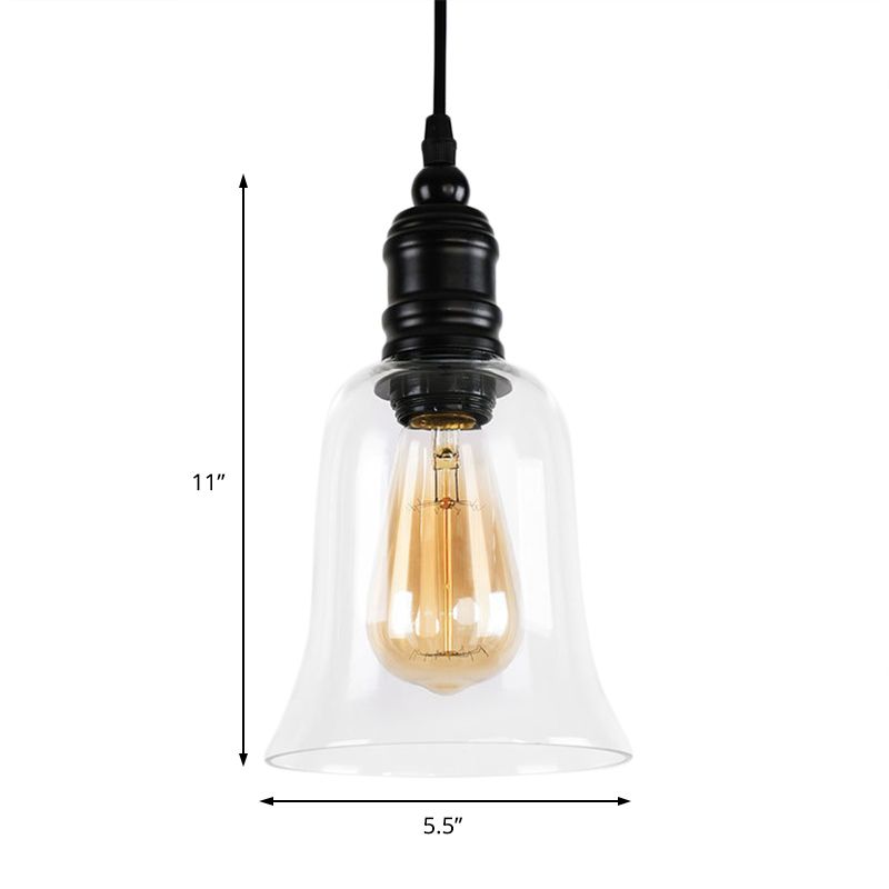 Tombra de vidrio transparente Globe/Bell 1 Luz de lámpara industrial de 1 luz para la cocina