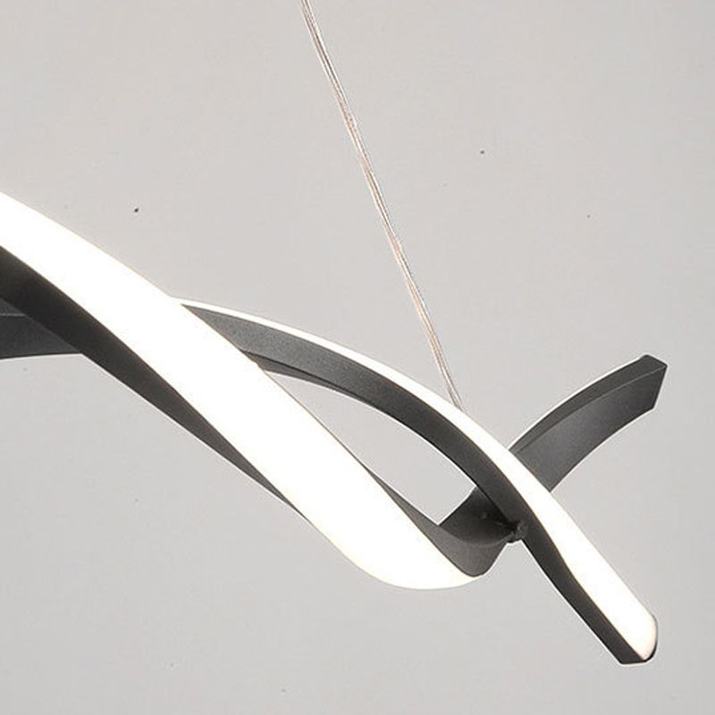 Metal Linear Shape Chandelier Light Modern 2 Lights Chandelier Light Fixture in Black