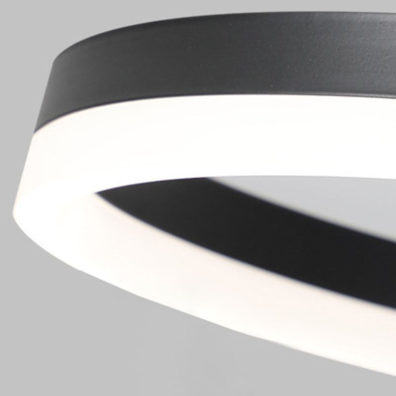Anillo de metal semi iluminación de montaje de montaje LED minimalista Luz de techo negro