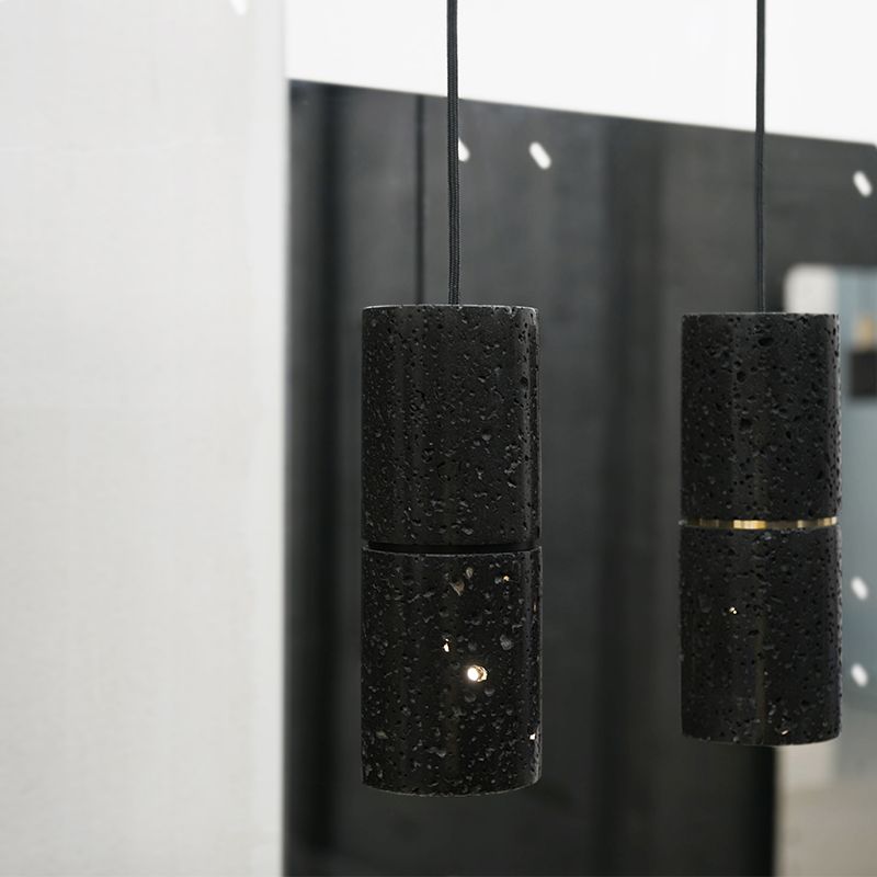 Cement Modern Pendant Light 1-Light Cylinder Ceiling Light Fixture for Dining Room