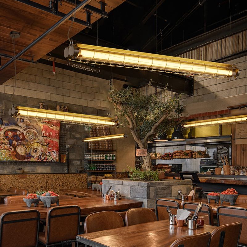 Industrial Style Iron Hanging Lamp Cylinder Shape Island Light for Dining Table