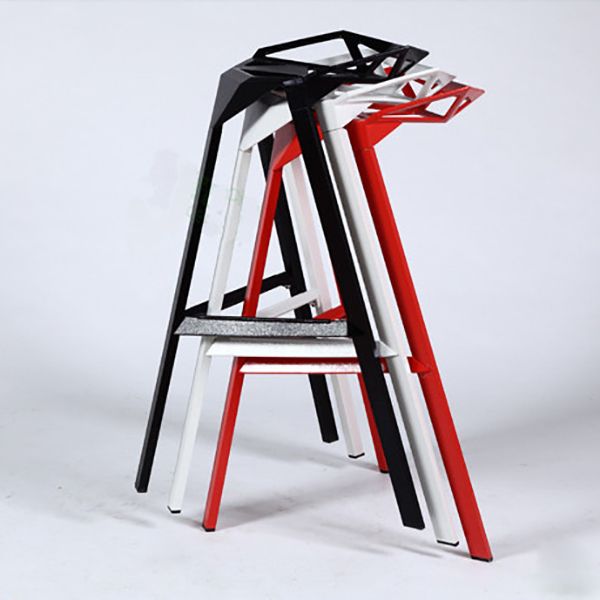 Modern Armless Backrest Counter Stool Iron Milk Tea Shop Bar Stool with Seat and Pedal