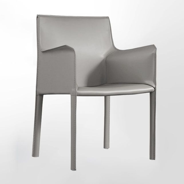 Contemporary Leather Dining Chair Parsons Chair in Matte Finish with Steel Legs