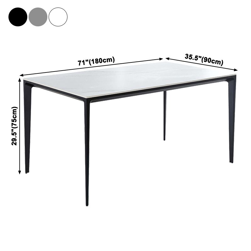 Industrial Sintered Stone Dining Table 4 Legs Solid Aluminum Base Rectangle Table for Home