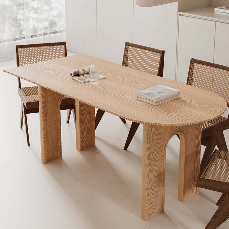 Modern Wooden Dining Table Double Pedestal Dinner Table for Dining Room