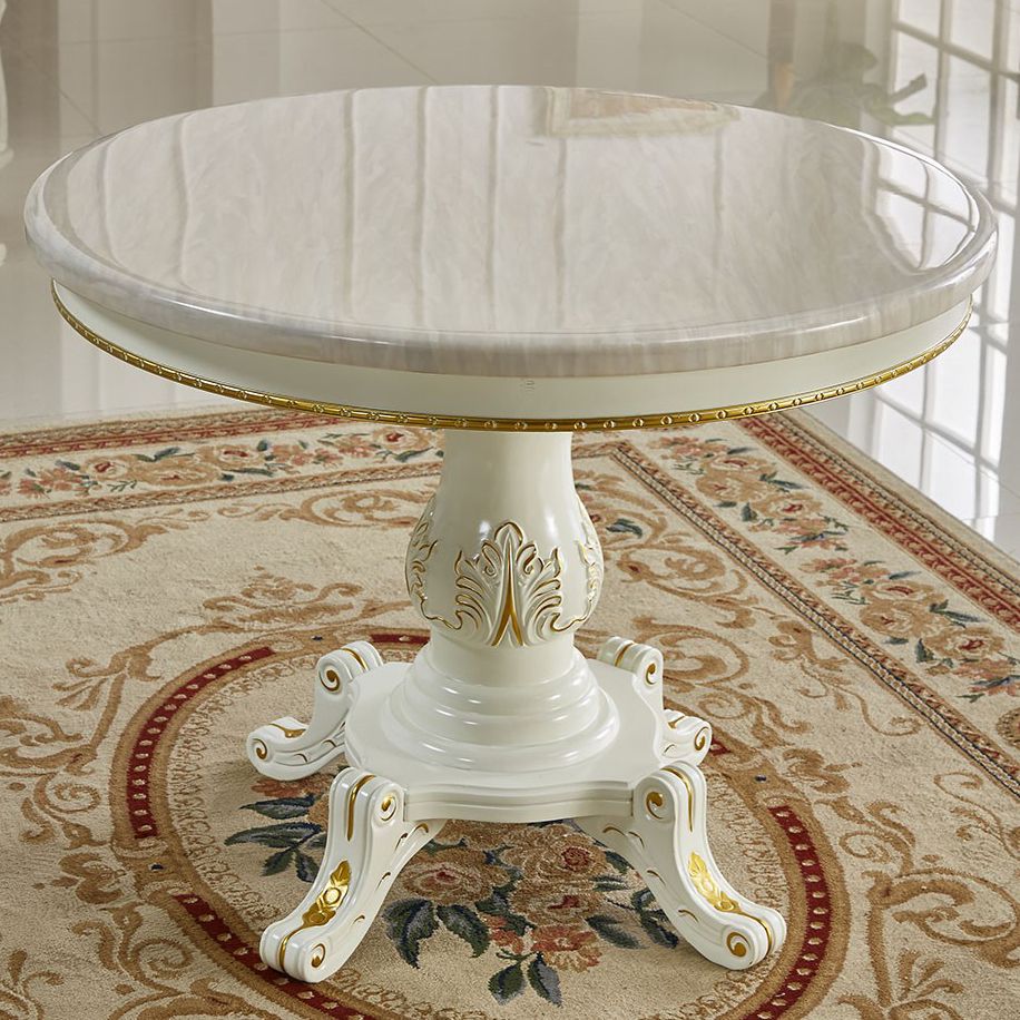 Mesa de mármol de mesa redonda victoriana de madera maciza con base de pedestal