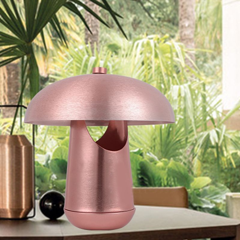 Lámpara de mesa de noche metálica contemporánea de 1 cabezal con iluminación de mesa abovedada de bronce/oro rosa para mesa de comedor