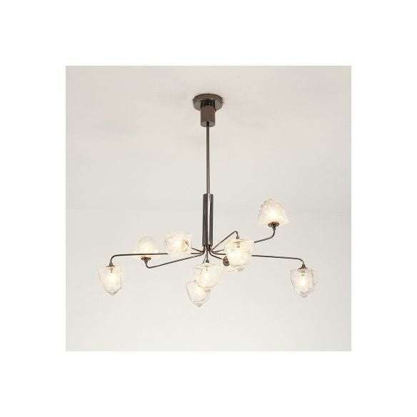 Eigentijdse vertakking kroonluchter lamp glas 5/7 lichten woonkamer hangend hanglamp in zwart/nikkel