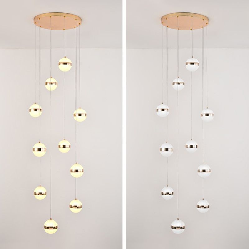 Acrylic Gold LED Pendant Light in Modern Style Aluminium Globe Hanging Lamp for Interior Place