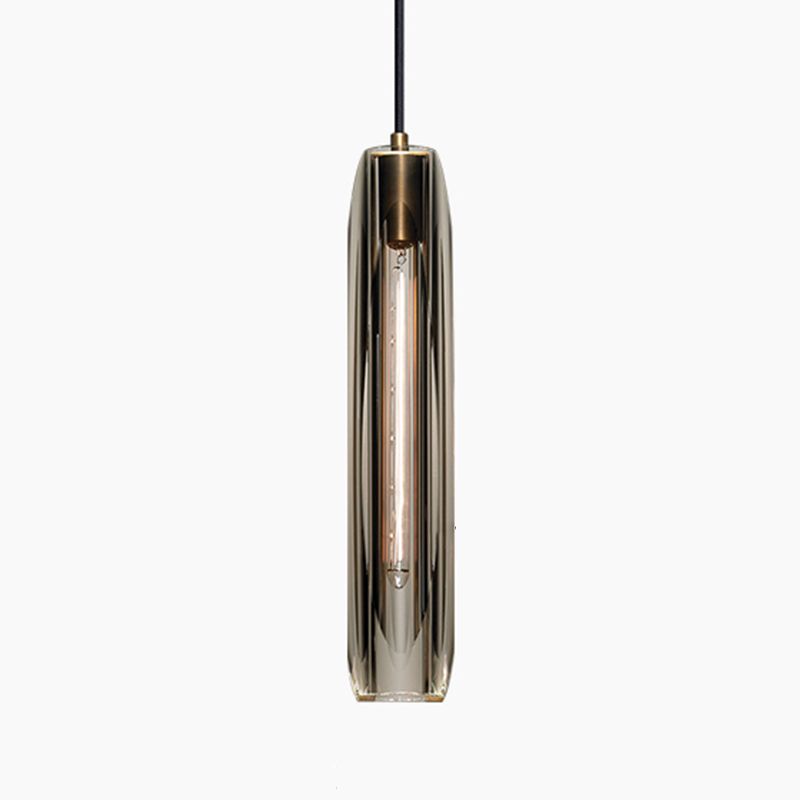 Crystal Pendante Light Contemporary Smoke Grey Pendant lampe pour le salon