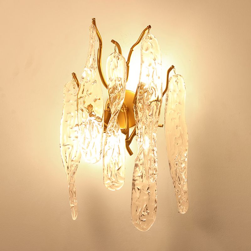 Postmodern Style Crystal Wall Light Branch Shape 10" Wide Wall Sconce for Living Room