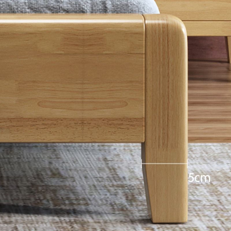 Solid Wood Bed Frame with Headboard Scandinavian Bed with Storage