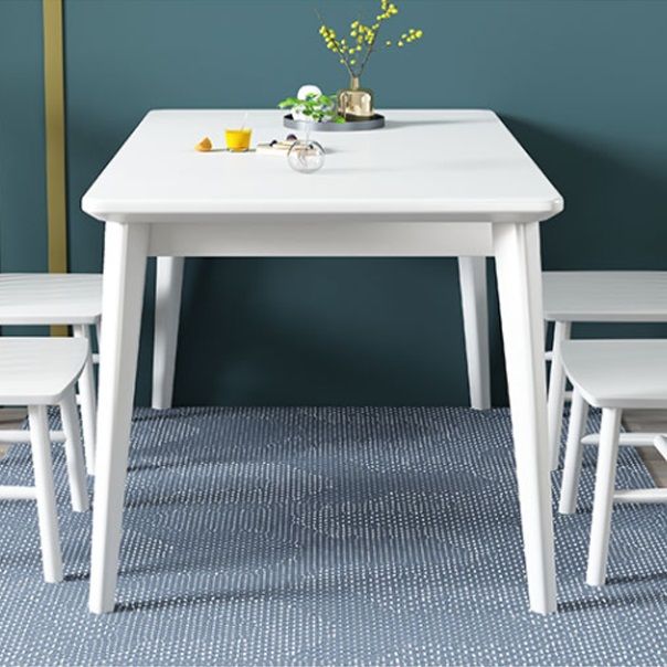 Eigentijdse massieve houten rechthoekige vorm eettafel standaard eettafel met 4 potenbasis