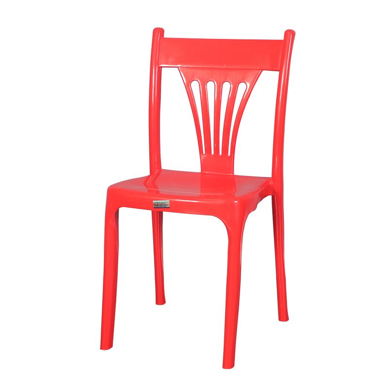 Silla apilable de estilo contemporáneo con respaldo de listones de plástico, silla sin brazos