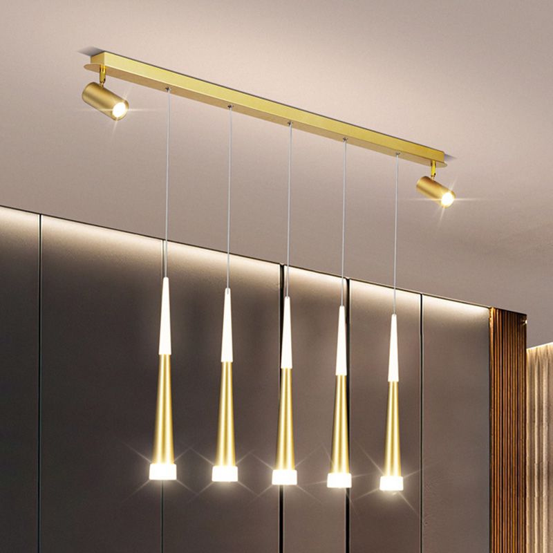 Diseño de Doble Doble Gold Luz Led Island Simplicidad contemporánea Cono Hanging Light para comedor