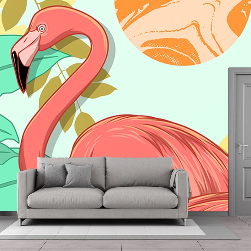 Sunset Flamingo Illustration Mural for Home Bedroom Decoration, Made to Measure