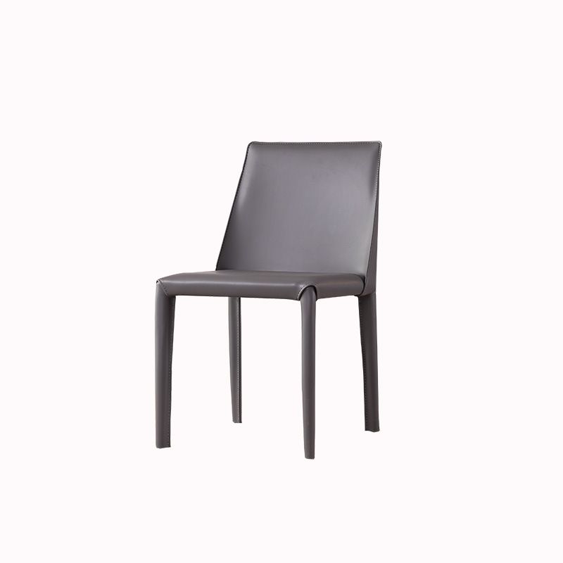 Moderner Restaurant-Beistellstuhl aus Sattelleder, Parsons-Esszimmerstuhl mit mattem Finish (2er-Set)