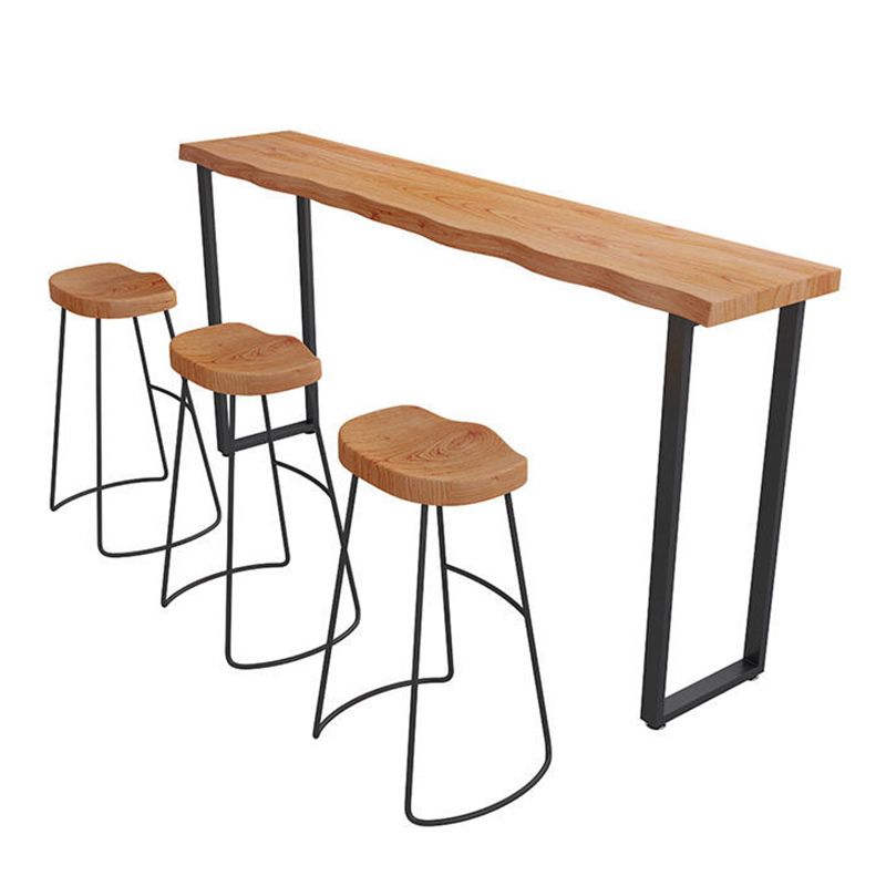 Modern Style Wood Bistro Bar Table Rectangle Metal Base Bar Table