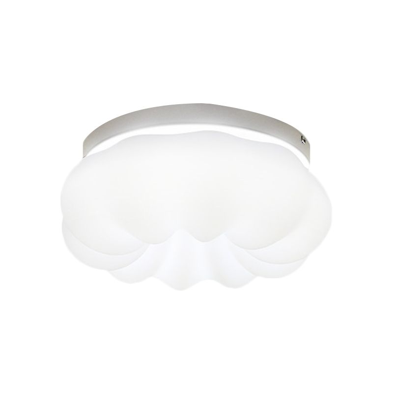 Resin Cloud-Like Ceiling Lamp Simplicity LED White Flush Mount Fixture in 3 Color Light, 12"/18" Width